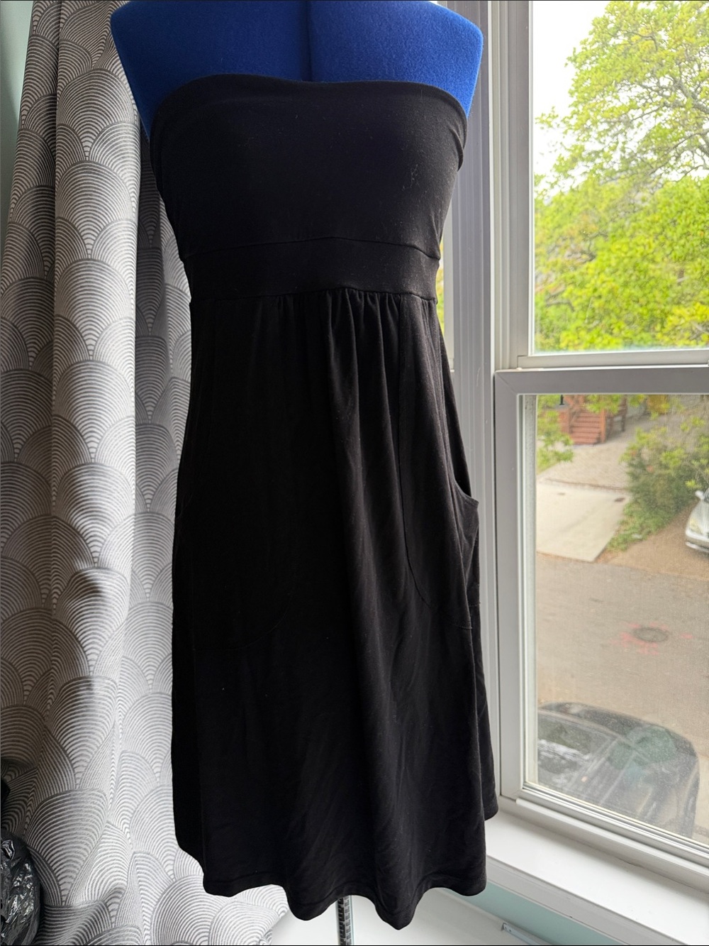 Susana Monaco Black Strapless Summer Dress w/ pockets.